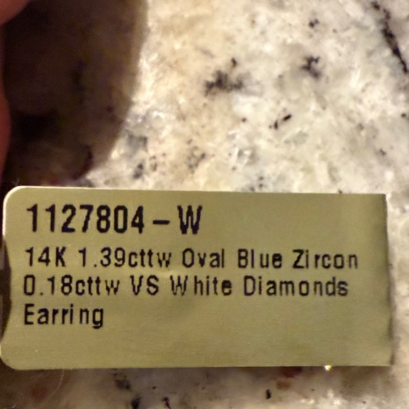 Elegant NWT NATURAL BLUE ZIRCON & DIAMOND 14 kt white gold lever back EARRINGS - Picture 4 of 5